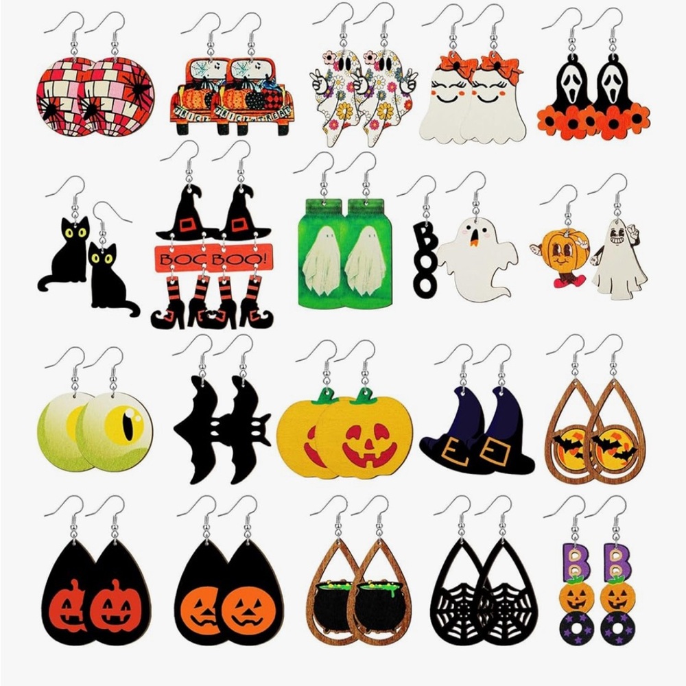 Wooden Halloween Earrings (Choose 1)